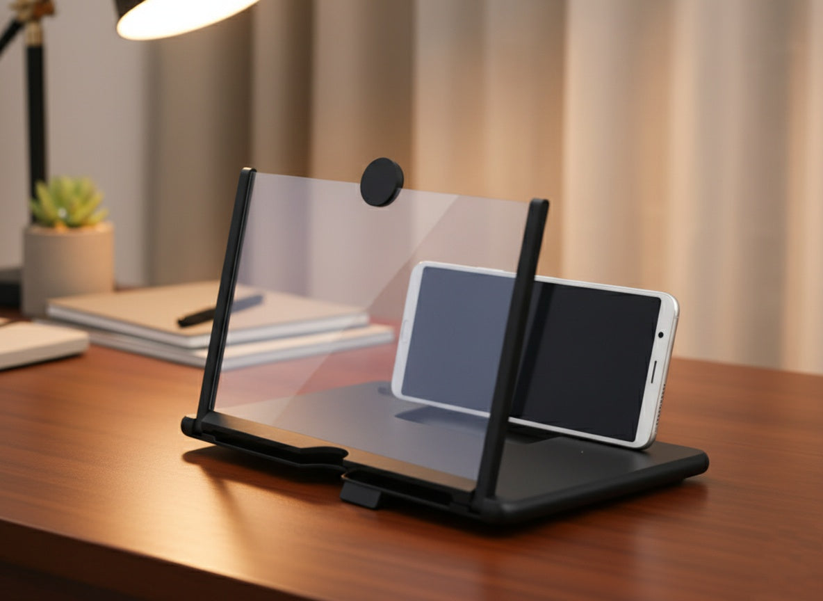Mobile Screen Magnifier – 12 Inch 3D HD Phone Screen Enlarger for Movies, Videos & Gaming | Foldable Phone Projector Stand