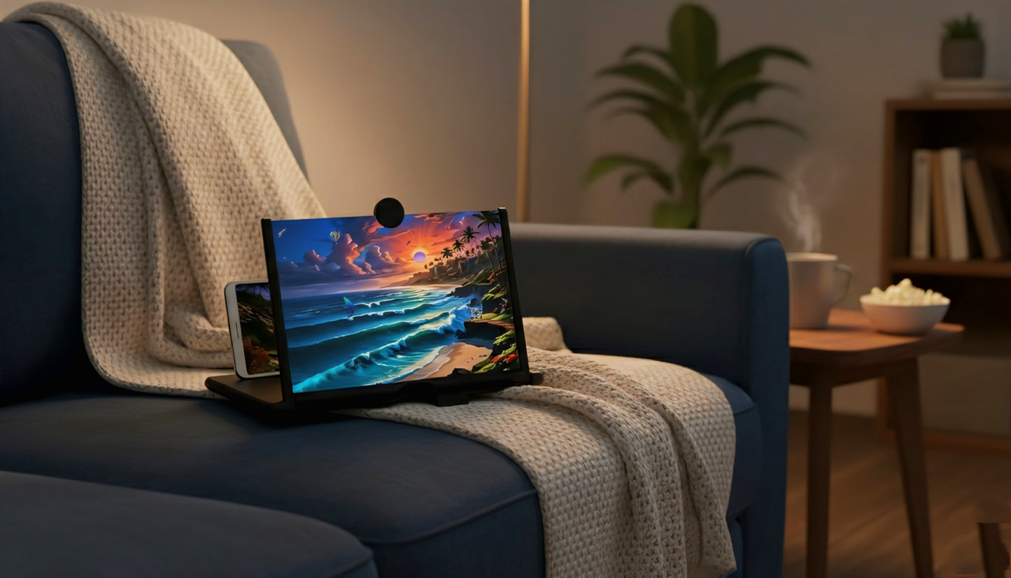 Mobile Screen Magnifier – 12 Inch 3D HD Phone Screen Enlarger for Movies, Videos & Gaming | Foldable Phone Projector Stand