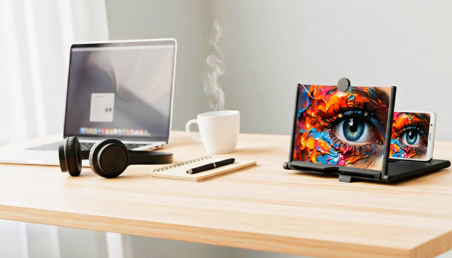 Mobile Screen Magnifier – 12 Inch 3D HD Phone Screen Enlarger for Movies, Videos & Gaming | Foldable Phone Projector Stand