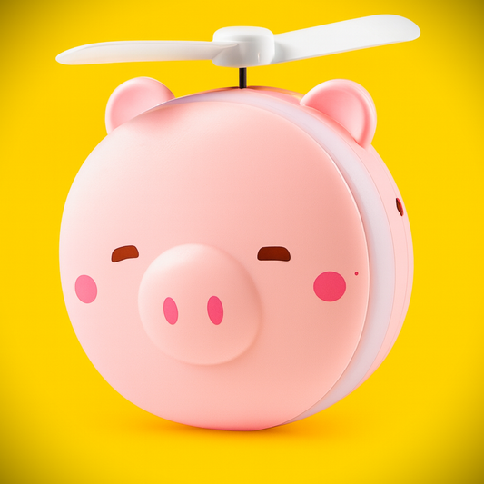 Piggy Head Shape Fill Light Led Mirror Fan – Portable Rechargeable LED Makeup Fan for Women 💖