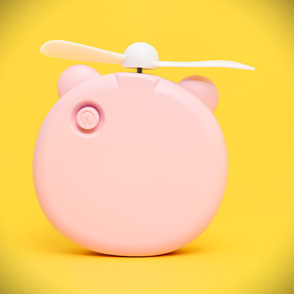 Piggy Head Shape Fill Light Led Mirror Fan – Portable Rechargeable LED Makeup Fan for Women 💖